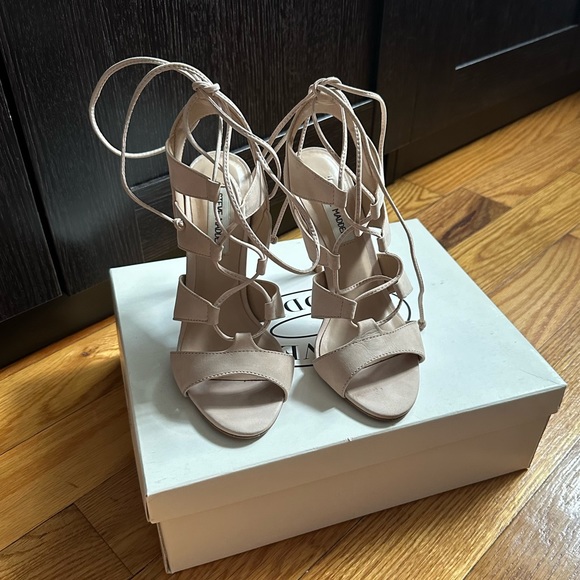 Steve Madden Sandalia Blush Nubuck Leather Lace-Up Heels - Picture 3 of 16